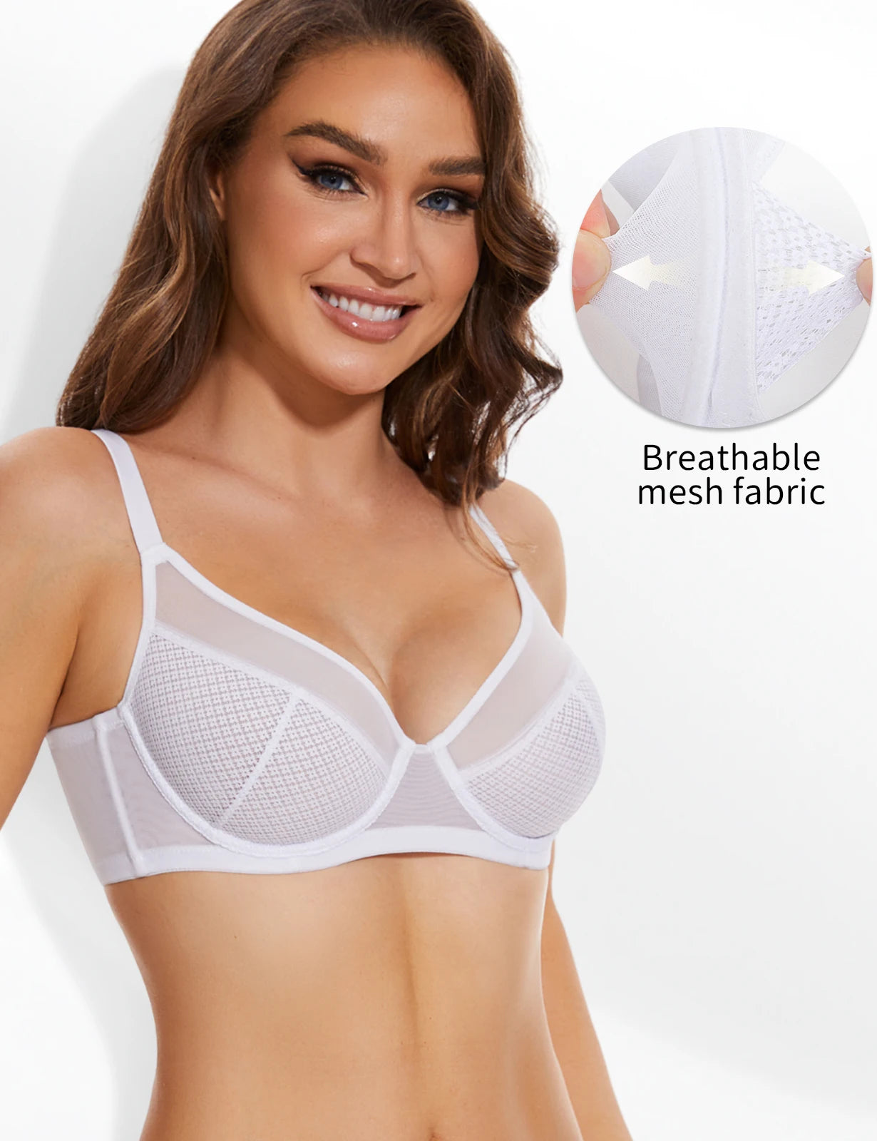 New Lace Bras Pure Seamless Unpadded Thin Mesh Transparent See Through Sexy Bras For Women Big Size Underwire