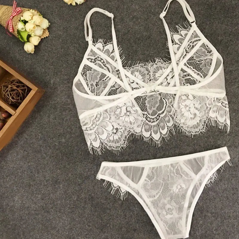 Sexy Lingerie Underwear Suits For Women Lingerie Thong Solid Lace White Vest Camisole Tube Top Panties Christma Bodysuit Sets