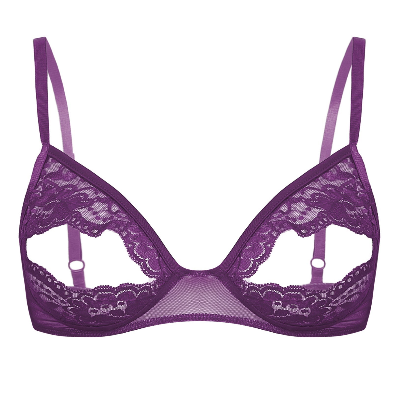Women Nipple Exposed Bra Sexy Open Cup Lace Lingerie Exotic Brassiere Nightclub See-through Bralette Wire-free Unlined Bra Top