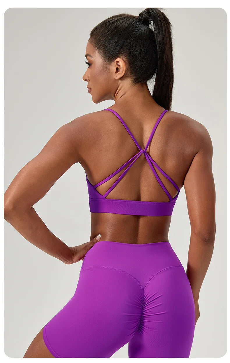 Women Beauty Back Yoga Bra Shock Absorption Sports Underwear High Elastic Fitness Running Vest Breathable Support Sports Bras