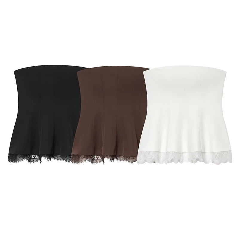 Women's Tops Fashion Lace Corset Tube Tops Summer Women Sexy Backless Top Female Chic Tops