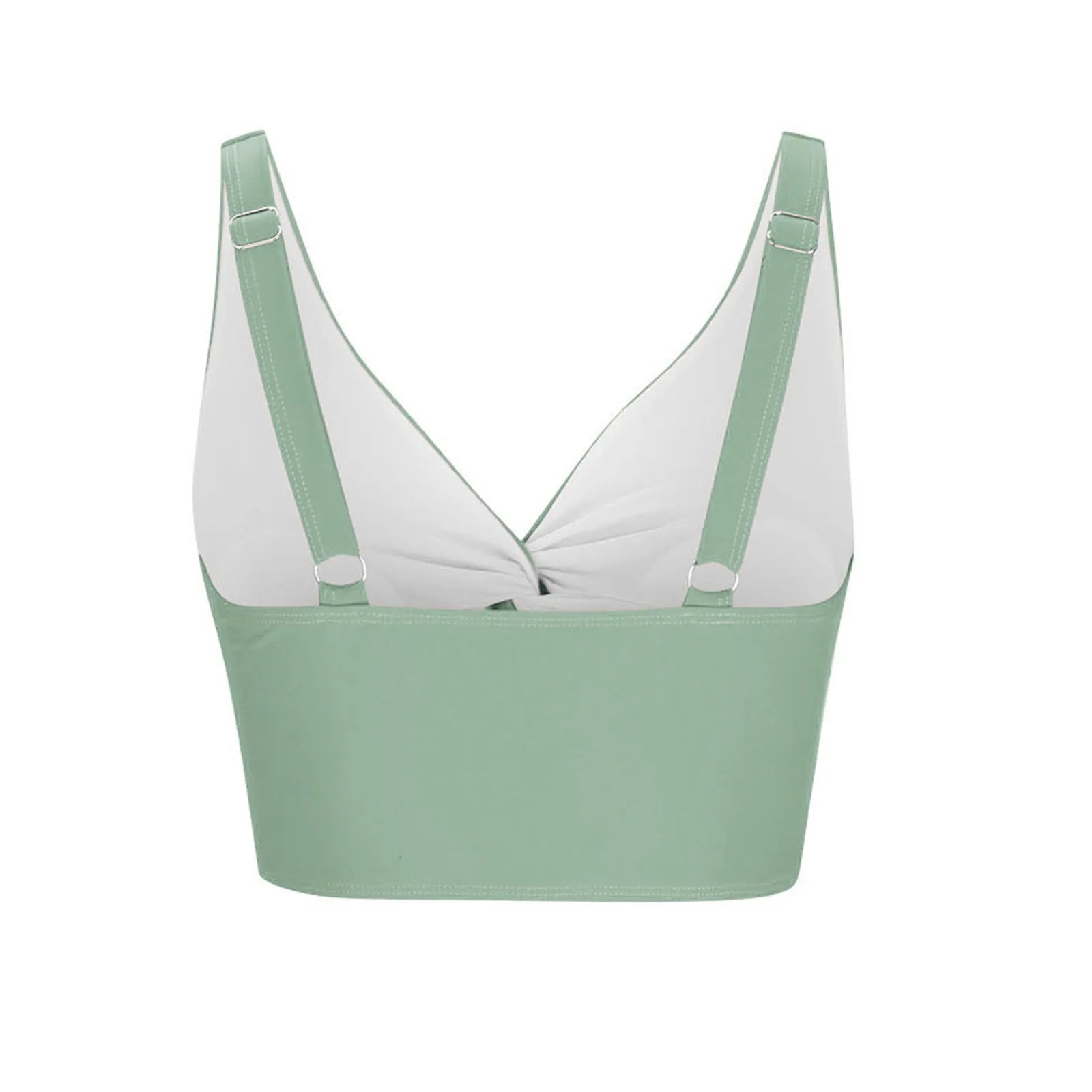 Women'S Swimsuit Top Solid Colour Bikini Swimsuit Fashion Gathering Push Up Tankini Swimsuit Sexy Backless Cross Strap Bikini
