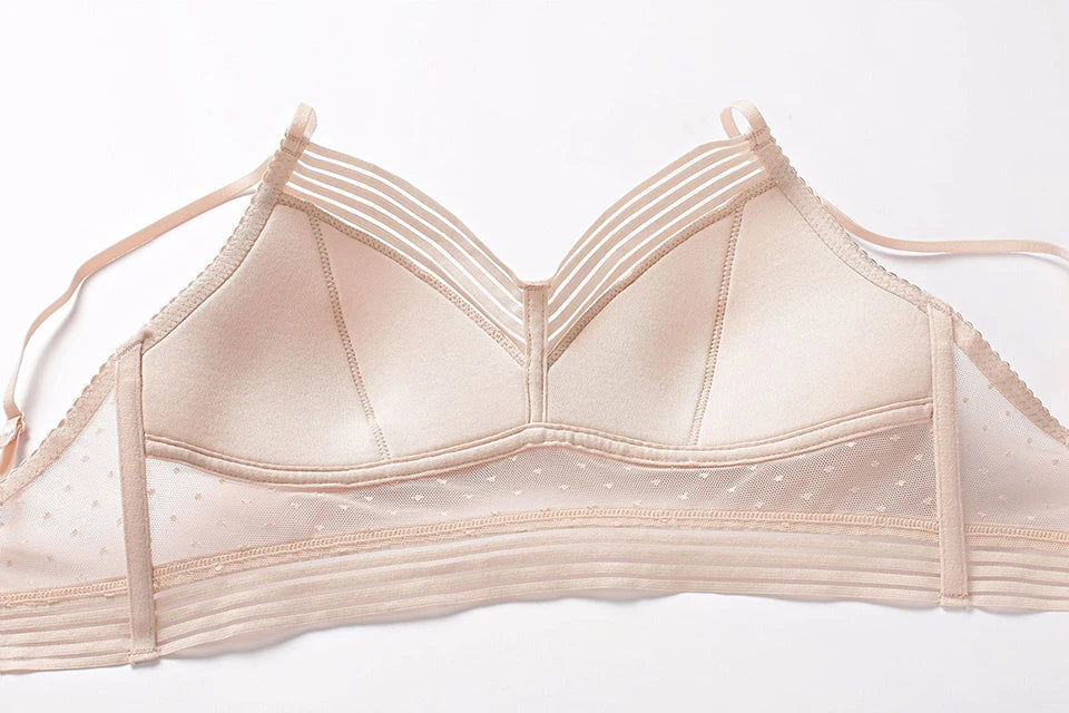 Low Back Bras For Women Seamless Invisible Backless Bra Polka Dot Mesh Bralette Ladies Wireless Brassiere