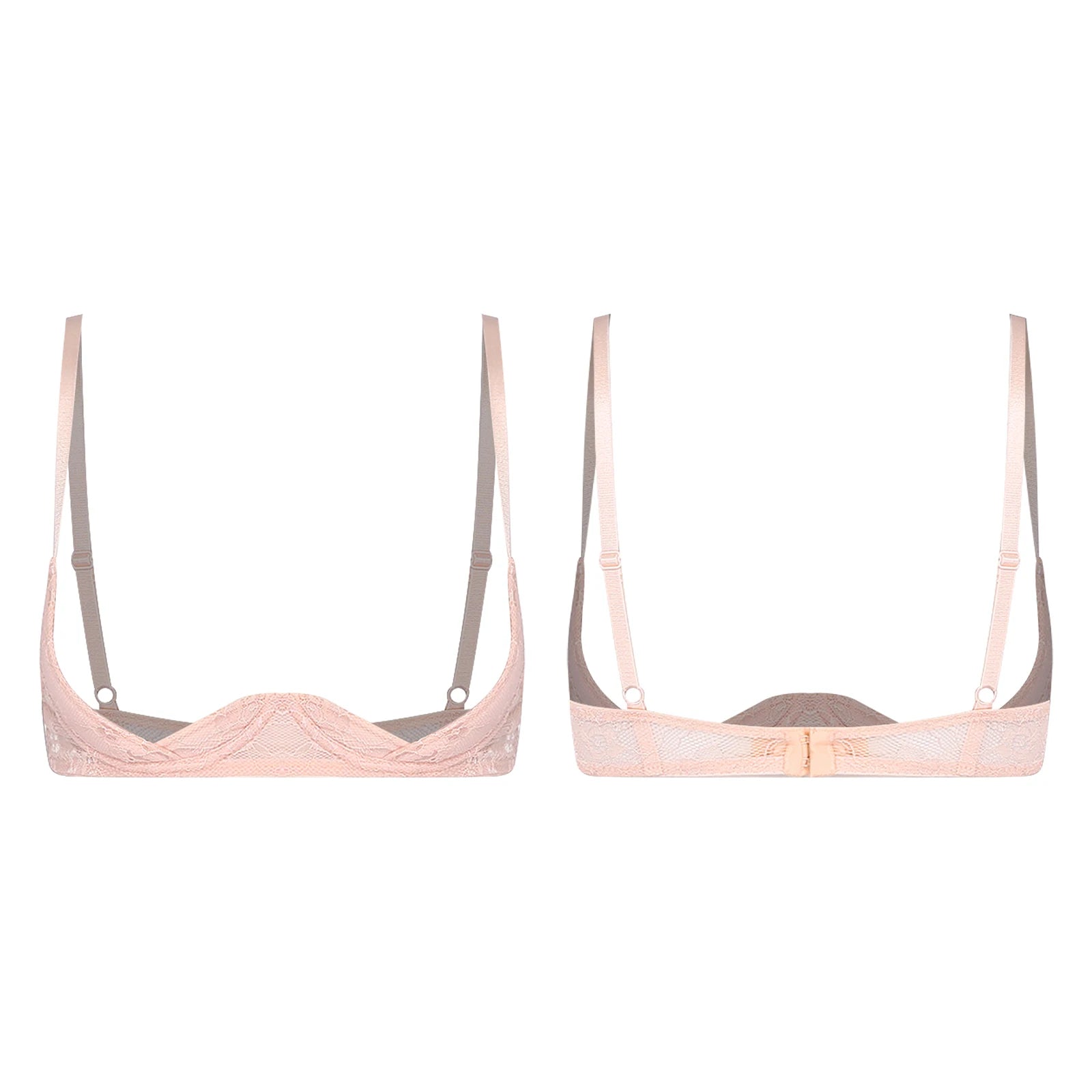 Womens Floral Lace 1/4 Cup Bra Adjustable Spaghetti Straps Push Up Underwired Shelf Bra Lingerie Brassiere Balconette Bras