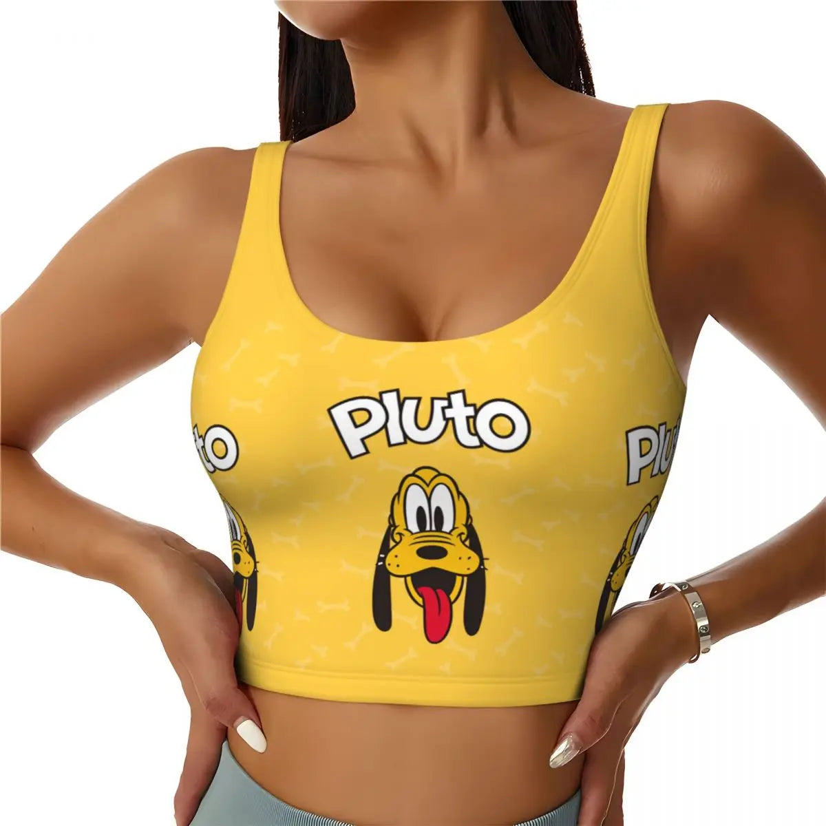 Custom Pluto Anime Manga High Impact Sports Bras for Women Classic Seamless Workout Yoga Crop Tank Tops