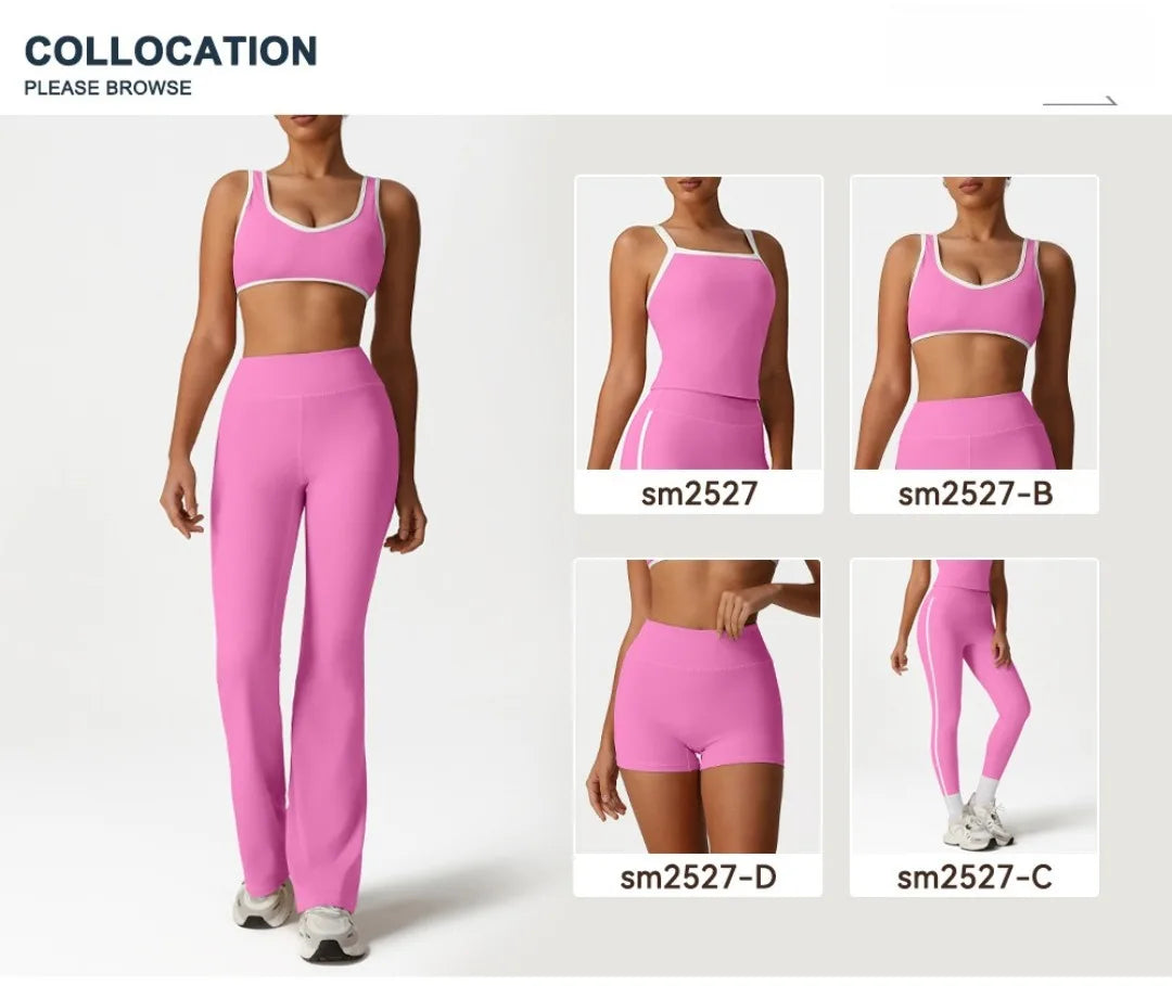 Backless Yoga Bra Quick Drying Shock-proof Fitness Sports Bra High Waist Butt Lifting Flared Pants Casual Workout Gym Yoga Bra
