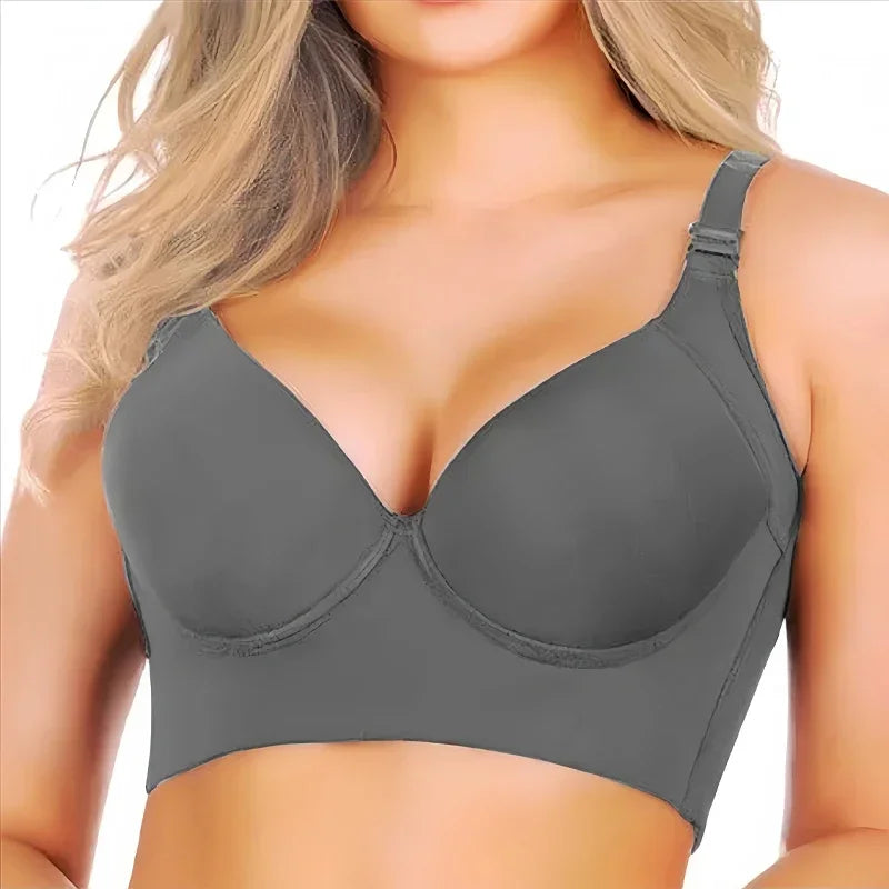 New Full Back Coverage Push Up Bras Women's Hide Back Fat Deep Cup Shapewear Fat Smoothing Uplift Underwire Bra for Big Bust