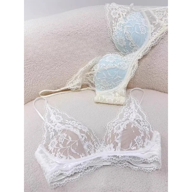 Lace Halter Backless Bra Push Up Small Bust Sexy Pure Desire Back Beauty Women Young Girl Fashion Intimates Underwear New Trend