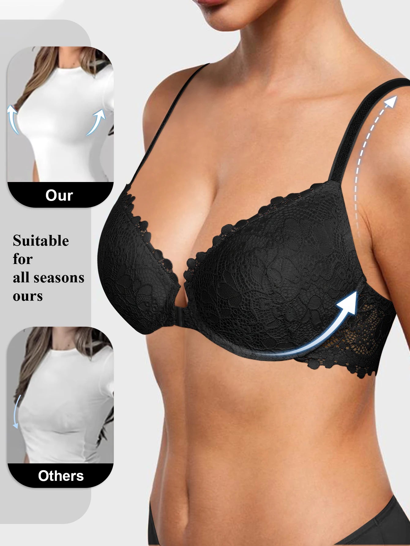 Women’s Sexy Lace Padded Wireless Bra with Comfortable Support, Adjustable Straps, Breathable for Daily Wear Multiple Occasions