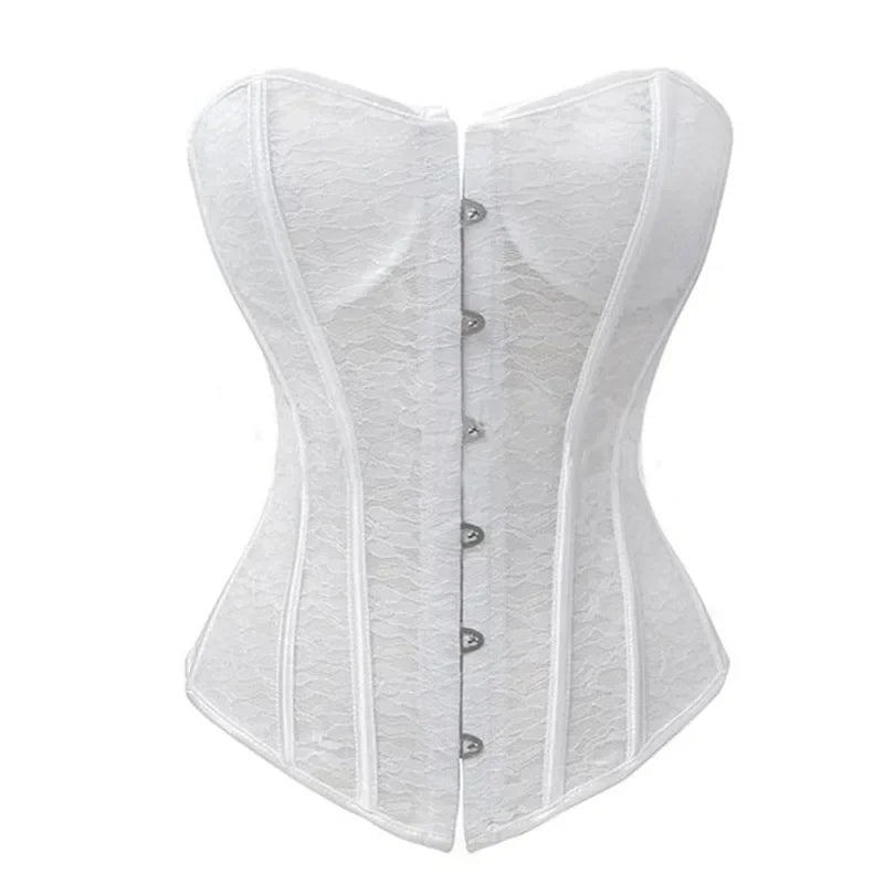 Corset Overbust Bustiers Sexy Corset For Women Lace Perspective Transparent Lingerie Femme Black White