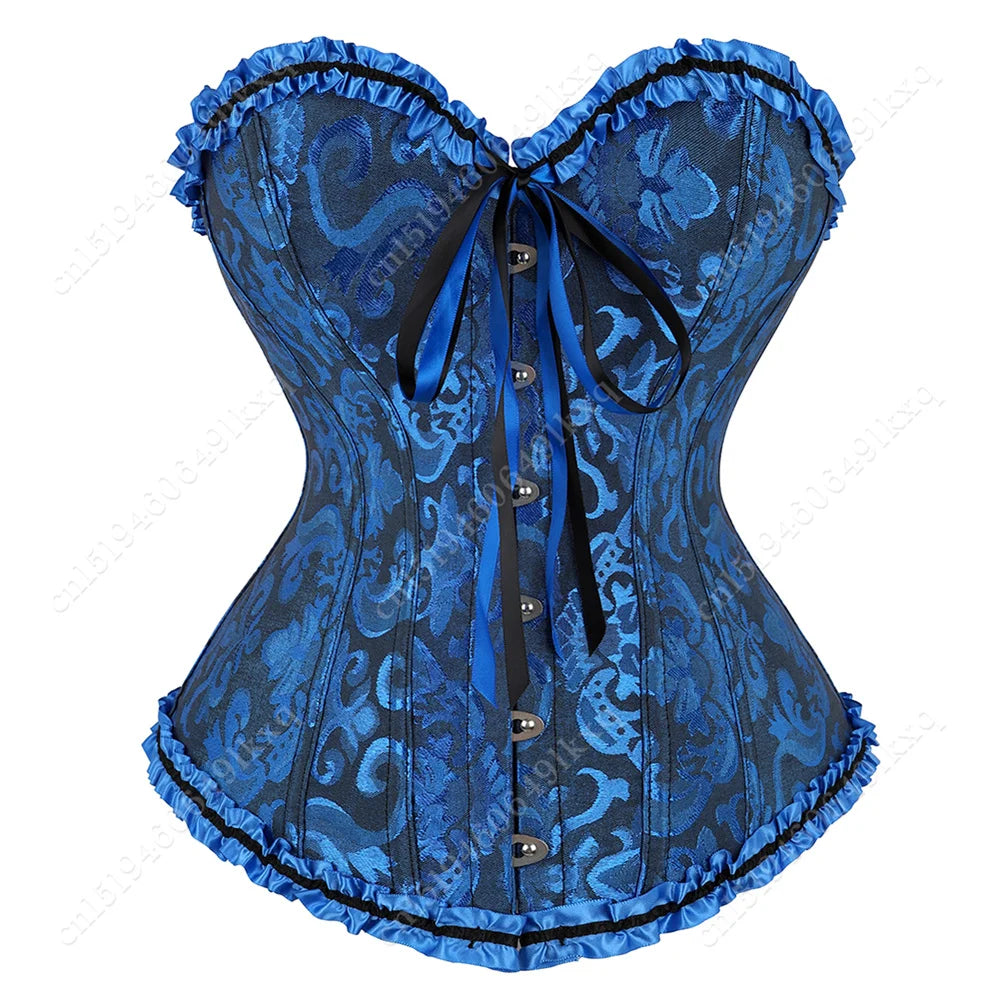Corset Bustier Top for Women Bustier Overvst Sexy Lace Up Sexy Floral Corset Lingerie Gold Yellow