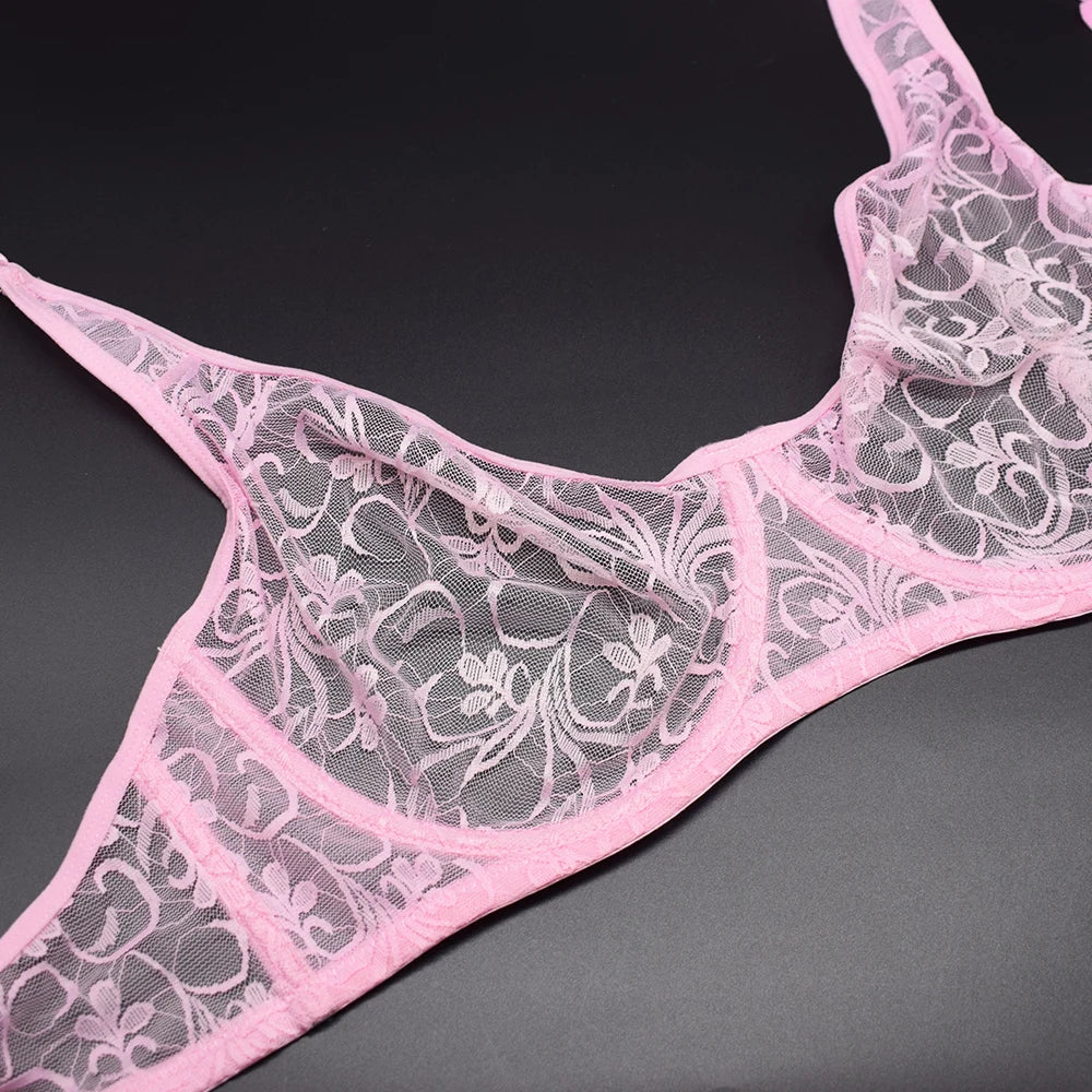 Sexy Womens Bras Unlined Underwire Lace Bra Bralette Unpadded Underwear See Through Lingerie Brassiere BH Top A B C D DD Cup
