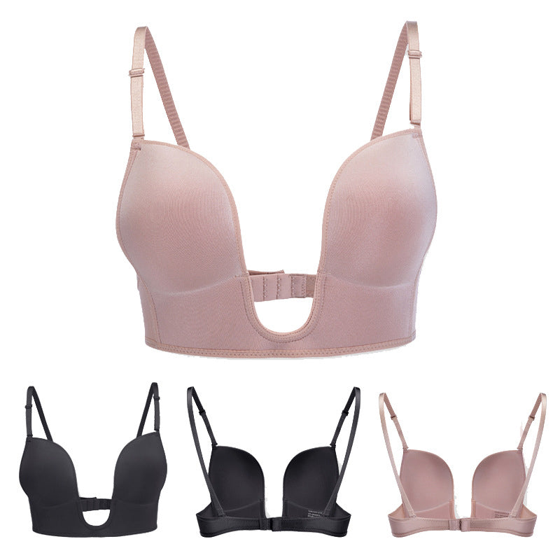 Deep U-Shaped Plunge Bra Lift Up Low Back Wirefree Bra Women Underwear Women's U-Shaped Sexy Lingerie For Backless Dress