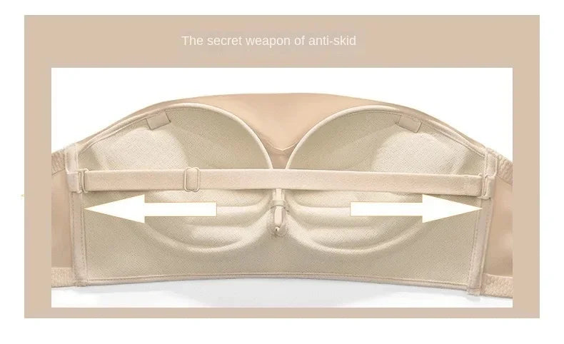 Strapless Women's Underwear Non-slip Gathered Small Chest Tube Top Beautiful Back Invisible Anti-light Wedding Women's Bra