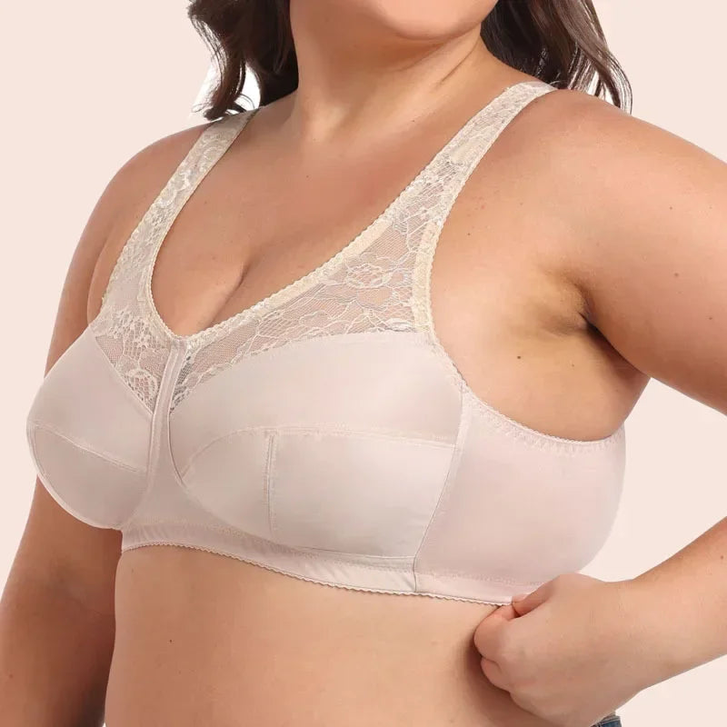 Summer Bra Thin Full Cup Bra for Women Sexy Lace Large Size Non Padding Wirefree Bras Plus Size Breathable Bralette BCDEFG