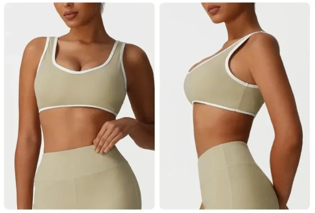 Backless Yoga Bra Quick Drying Shock-proof Fitness Sports Bra High Waist Butt Lifting Flared Pants Casual Workout Gym Yoga Bra