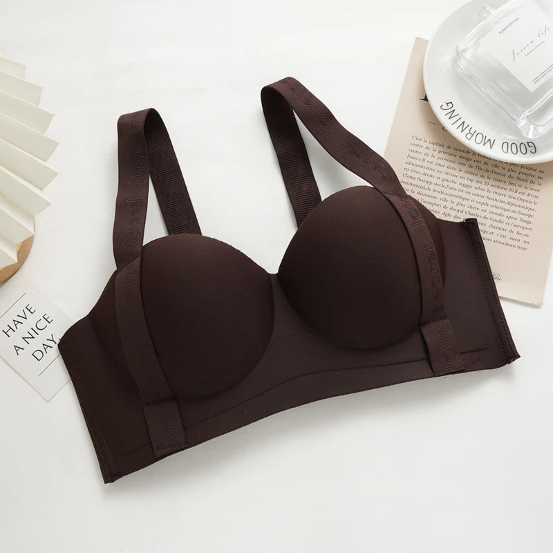 Women's Seamless Push Up Bras Lift Bra Wide Strap Bra Big Size Anti Sagging Side Underwear Female Soft Support Bra