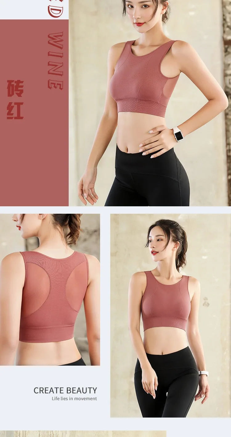 Sports Bras for Women Quick Drying Mesh Racerback Sports Bra Seamless Padded Sports Bra Yoga Bras Workout Bra Activewear Bra