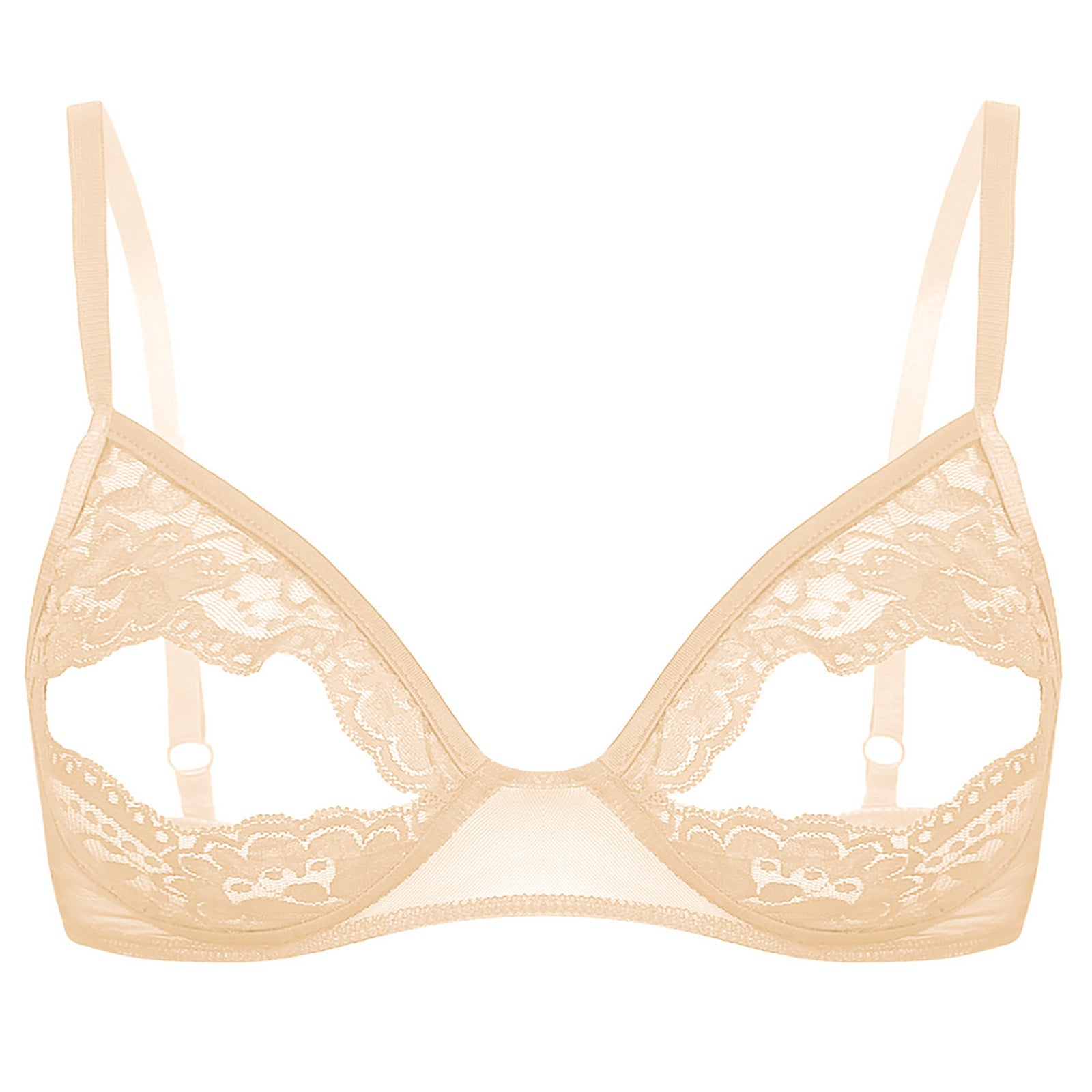 Women Nipple Exposed Bra Sexy Open Cup Lace Lingerie Exotic Brassiere Nightclub See-through Bralette Wire-free Unlined Bra Top