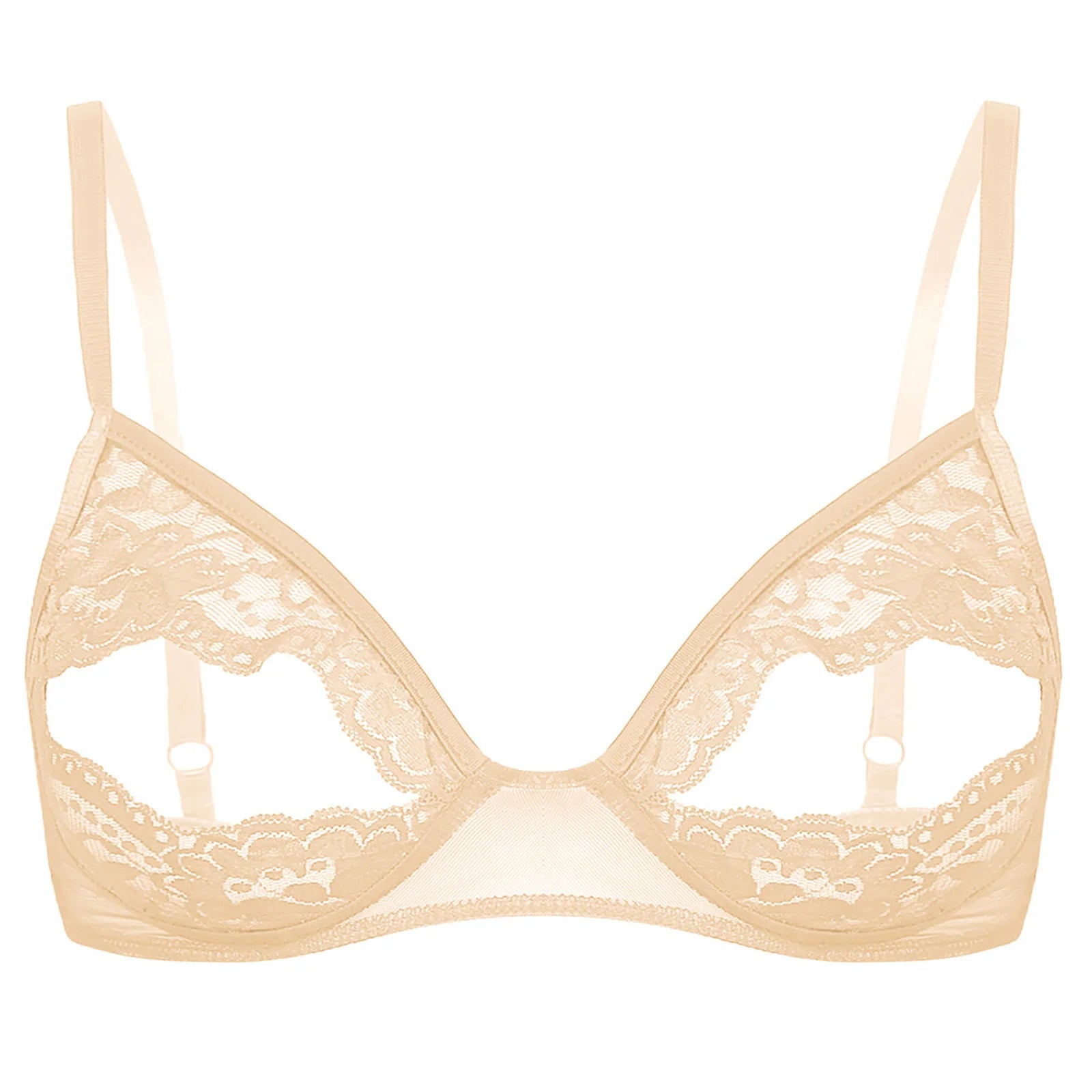 Women Nipple Exposed Bra Sexy Open Cup Lace Lingerie Exotic Brassiere Nightclub See-through Bralette Wire-free Unlined Bra Top