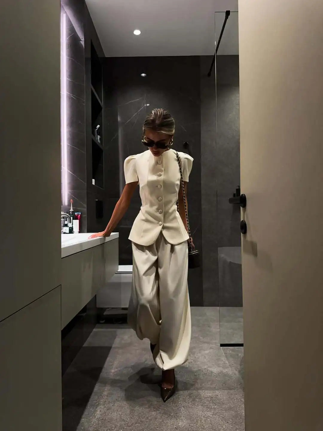 Women's Matching Sets 2026 New Fashion Elegant Jacket Top Loose High Waist Casual Trousers Women's Lingerie Sets 2 Pieces Set