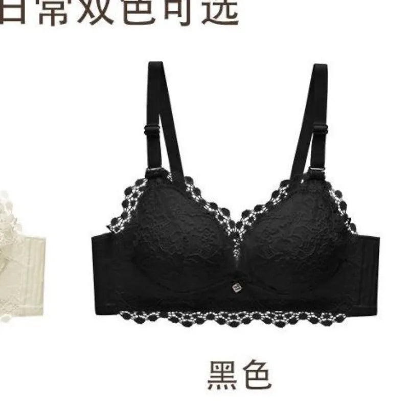 Lace Bra for Small Bust 12cm Extra Thick Push-Up Padding Wireless Support Side Coverage for Lift Shaping Anti-Sagging Comfort