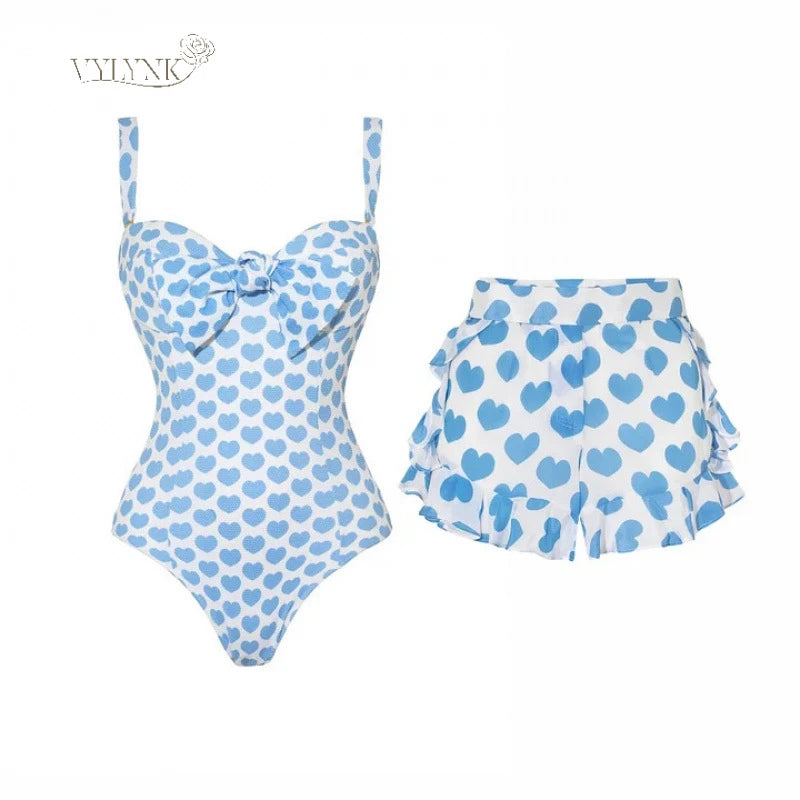 Two-Piece Swimsuit with Skirt Sexy Bikini Set with Cover-U One-Piece Swimwear Women’s Beachwear Vacation Outfit Swim Dress