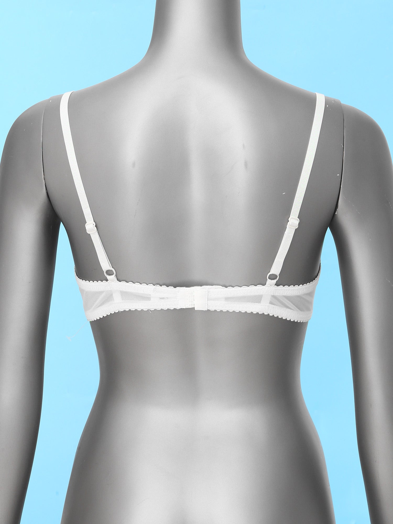 Women's Sheer Lace Lingerie Sexy Half Cup Bare  Breast Underwire Push Up Bra Tops Adjustable Straps Unlined Brassiere