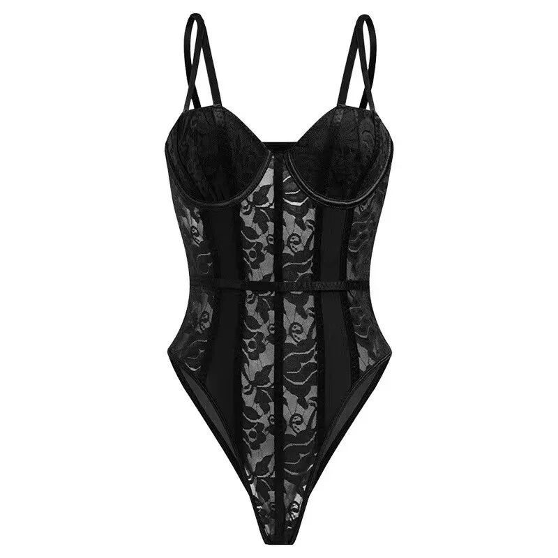 Bodysuit Light Compression Bodysuit Slimming Ladies Sexy Lace Corset Thin Sexy Jumpsuit Woman Bustier