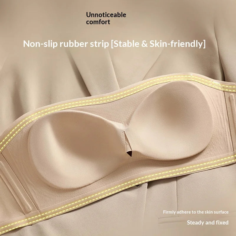 Non Slip Strapless Women's Hot Selling Bra, Small Chest Gathering, Lifting, Invisible and Breathable Liquid Foundation Underwear