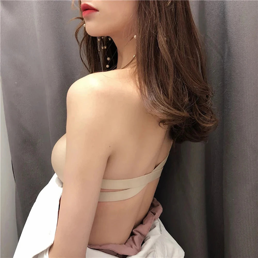 Strapless Bras For Women Wirefree Non Slip Tube Top Invisible Bralette Seamless Padded Bandeau Bra For Backless Dress