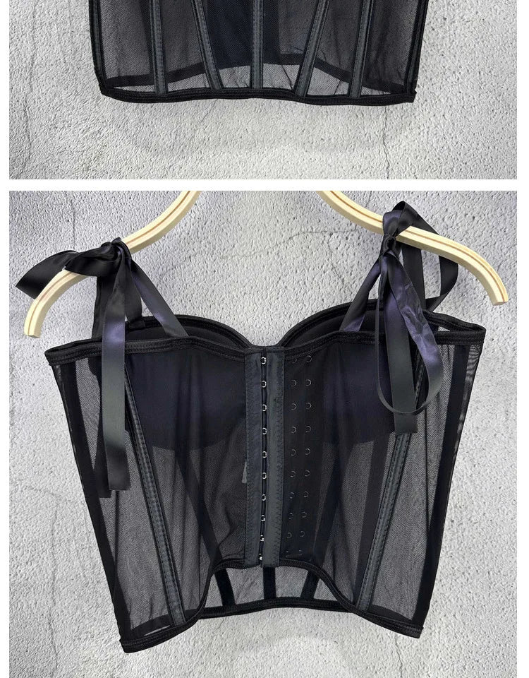 Women Corset Top Strappy Smocked Camisole Undershirt Lady Underwear Bottoming Outer Wear Sexy Fishbone Waist Tops Mujer Lingerie