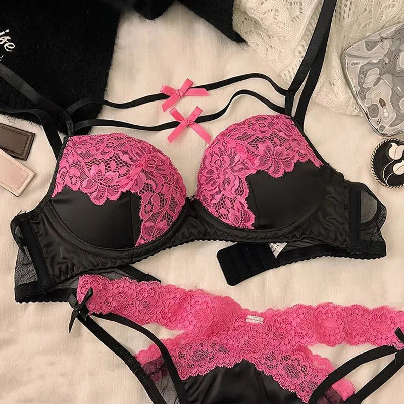 Lace Bras Set for Womens Summer Thin Breathable Bras Sexy Lingerie & Underwear  Adjustable Shoulder Strap Inner Padded Bralette