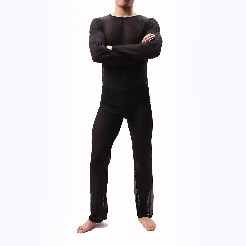 Men's Mesh Pajama Set - Breathable Quick-Dry Soft Loungewear, Comfortable Sleepwear for Daily Relaxation & Casual Wear