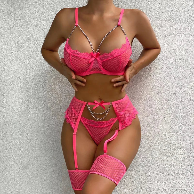 Lingerie Underwear Bras Sets Lace Garter Lingerie Women Underwire Bra And Panty Thongs Ladies Underwear Set