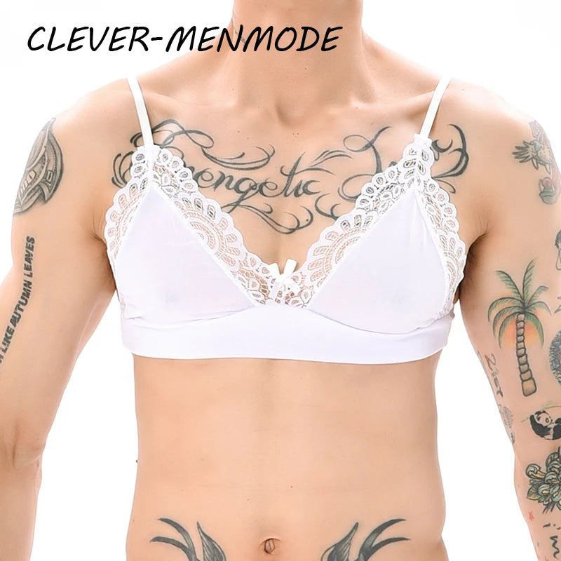 Men's Bras Sexy Underwear Lace See-Through Men's Safety Belts Body Sissy Clothing Gay Exposure Bikini Lingerie