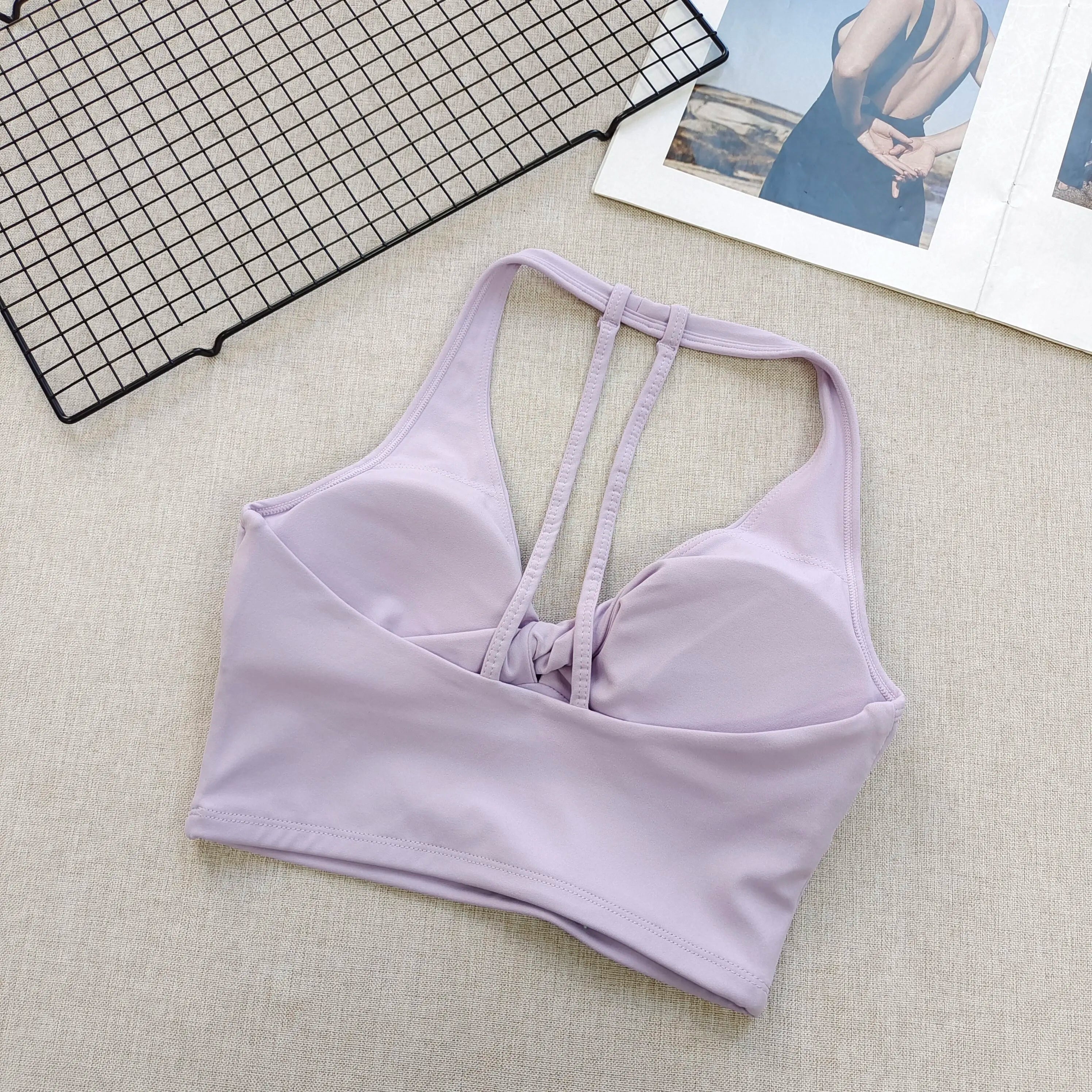 Sports Bra for Women, Fixed and Supportive Twist Design Pilates Yoga Wear, Beautiful Back Running Fitness Training Top