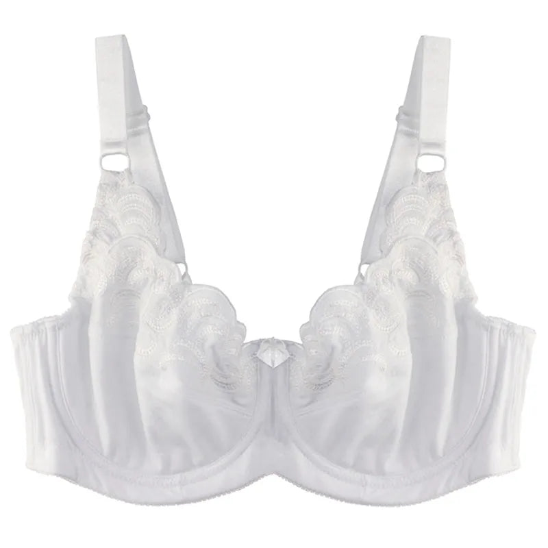 Women's Underwear Full Coverage Bras Plus Size Brassiere Embroidery No-padded  Underwire Bralette  36-46C/D/DD/DDD/E/F/G