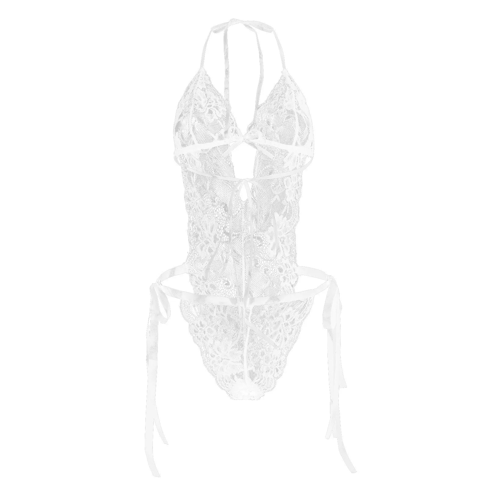 Sexy Bodysuits Women Lace Lingerie For Sexy Backless Solid Color One-Piece Bodysuit Strappy Halter Erotic Costume Teddies