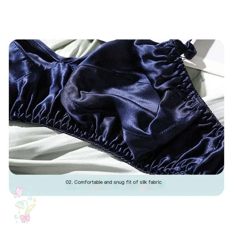 Women Satin Silk Bra Ultra-Thin Breathable Wireless Underwear Female Sexy Lingerie Top Push Up Brassiere Unlined Bra New 2025