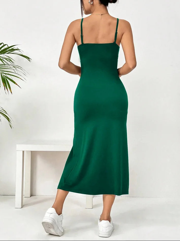 Summer slip dress women's slip bandeau tight height slit solid color leopard print hip skirt