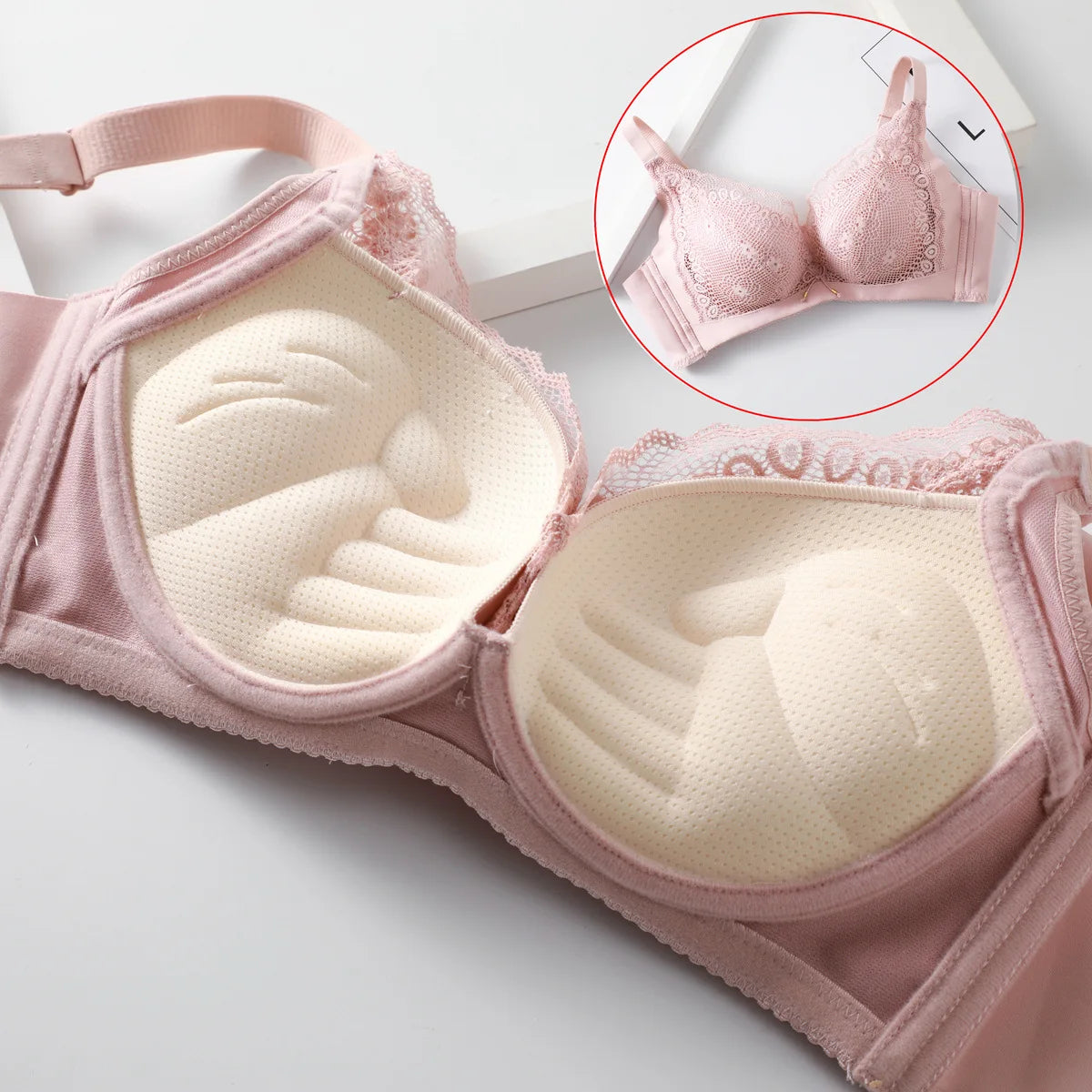Push Up Bra for Women Sexy Floral Lace Bralette Wireless Soft Seamless Brassiere Cotton Comfortable Gathered Female Lingerie