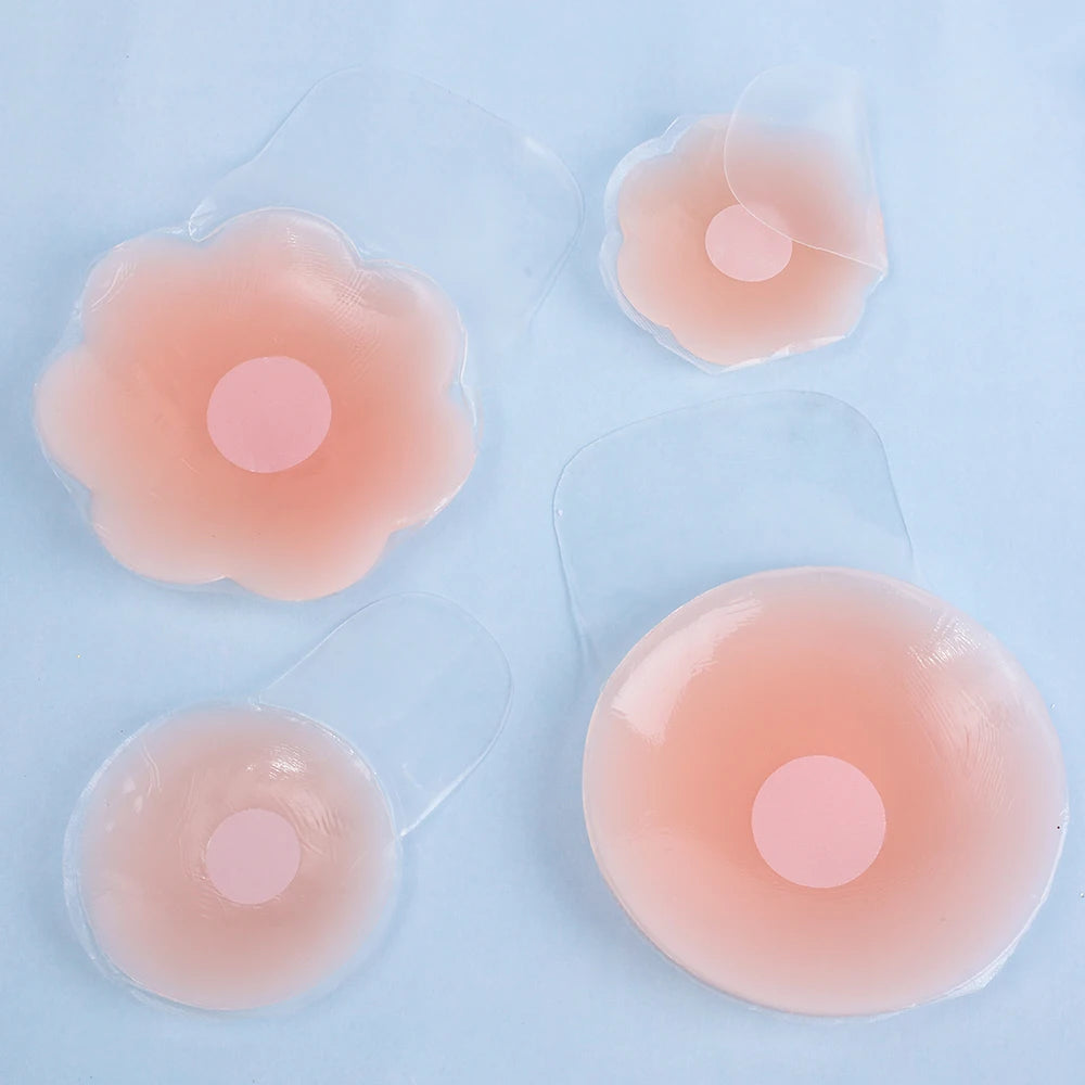 1pair Silicone Nipple Cover Lift Up Bra Sticker Adhesive Invisible Bra Breast Pasty Women Chest Petals Reusable Strapless Bras