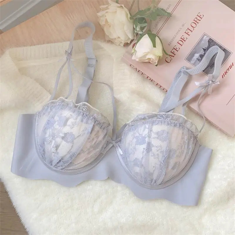 Lace Seamless Lingerie A thin bow bra for women without underwire push-up comfort