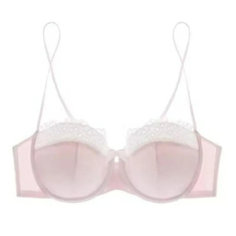 Sexy Demi Cup French Bras Women Thin Breathable Lace Minimizer Push Up Anti Side Bulge Plus Size Bralette