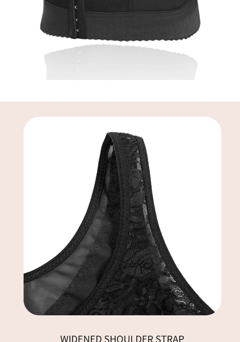 Push Up Bras with Non-adjusted Straps Women Long Tank Top Bra Front Closure Support Bras in Plus Size