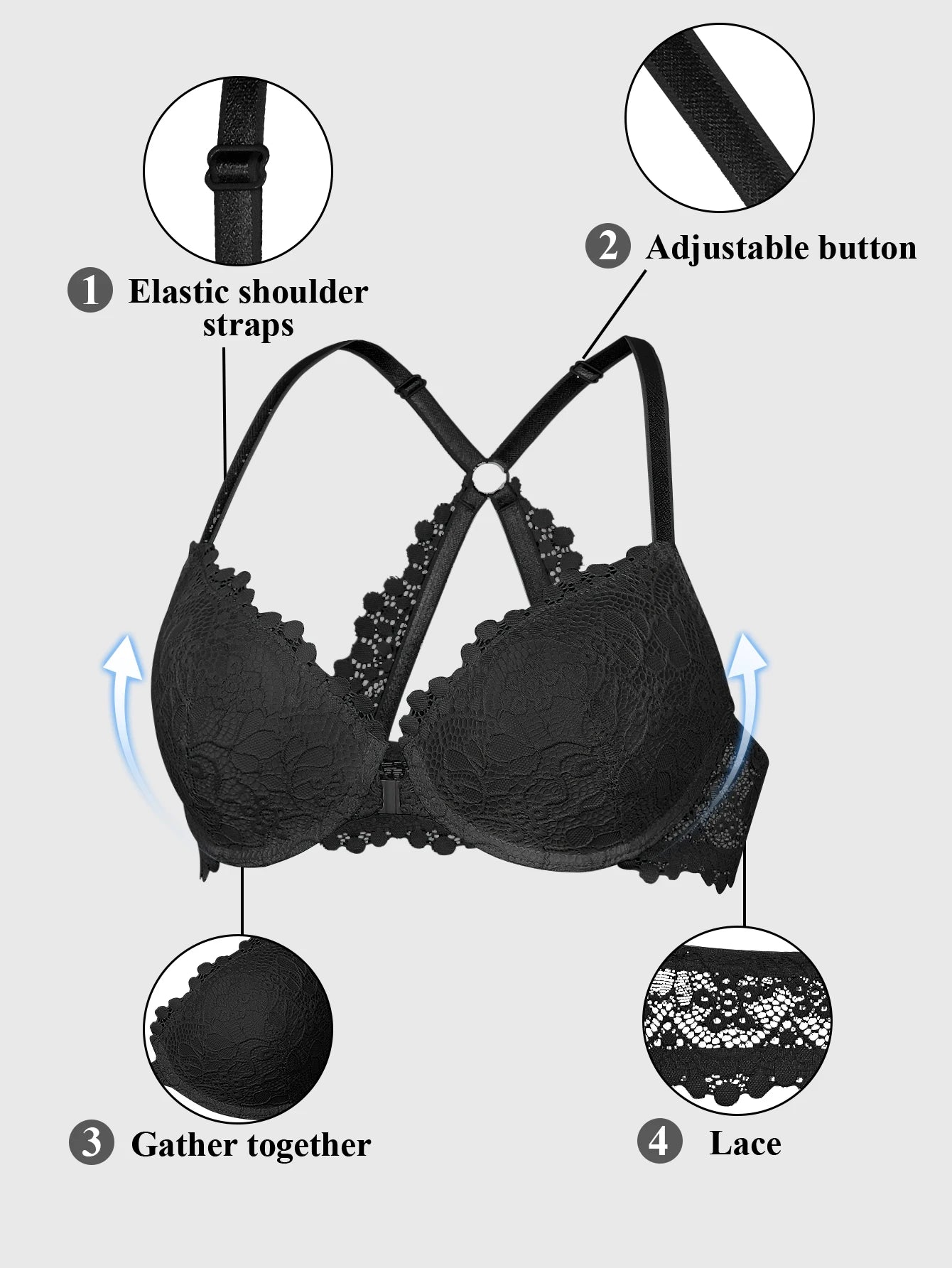 Women’s Sexy Lace Padded Wireless Bra with Comfortable Support, Adjustable Straps, Breathable for Daily Wear Multiple Occasions