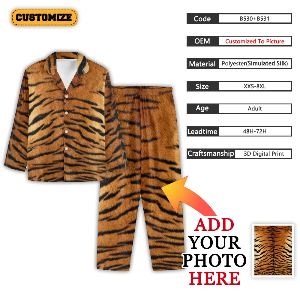 Men's Custom Patterned Pajama Sets Sleepwear Homewear Personalized Pattern Pajamas ADD Your Design Nightwear Customized Gifts
