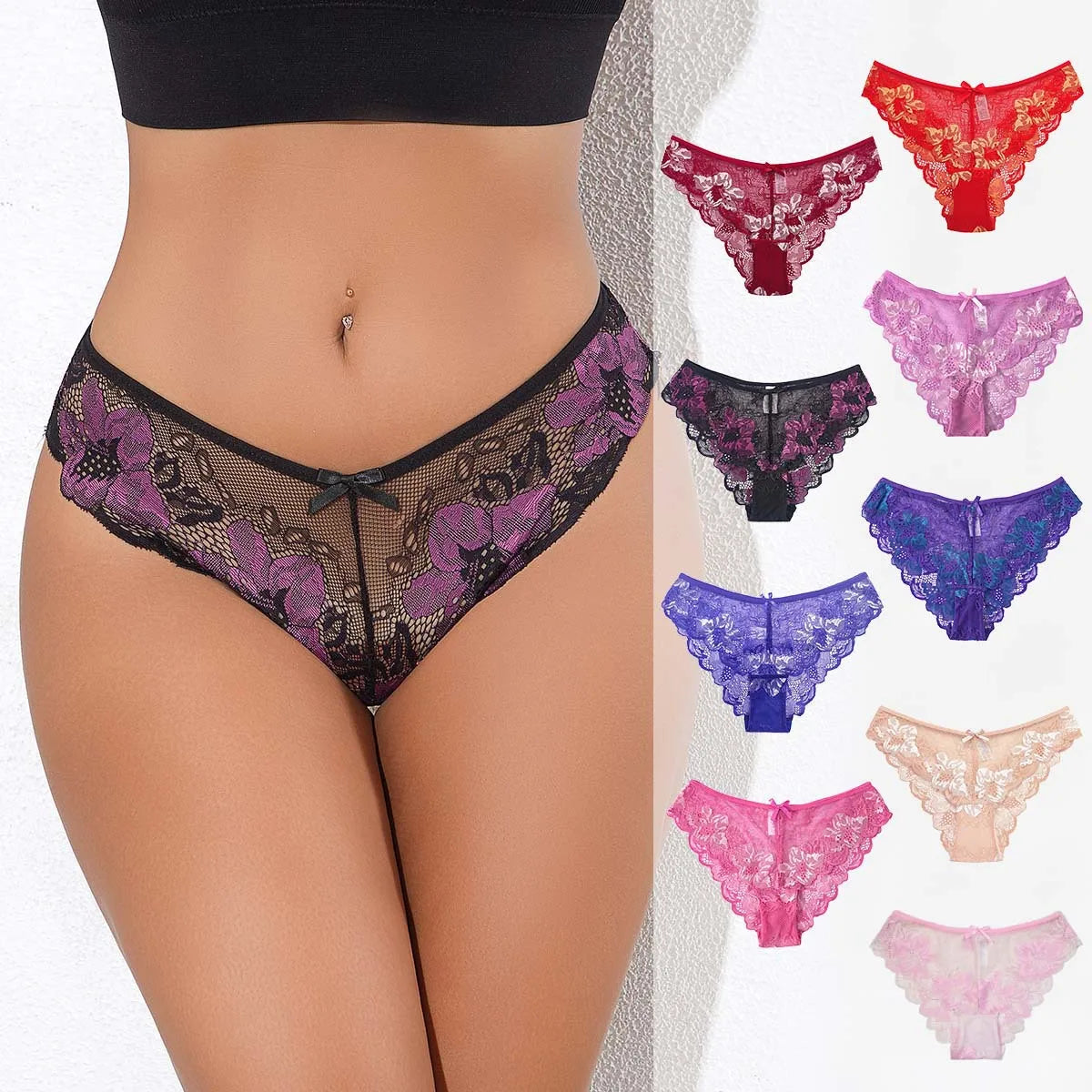 1pcs Large Size S-XXL Sexy Lace Women Panties Low Rise Floral Breathable Comfortable Sexy Lingerie Lady Briefs Fashion Underwear
