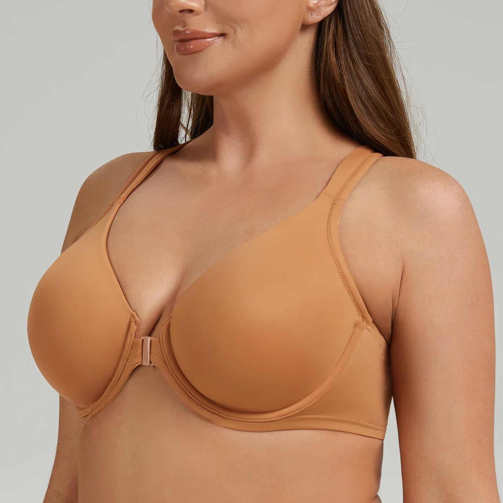 MELENECA Women's Racerback Full Coverage Front Closure Bras Plunge Unlined Seamless Underwire Bra